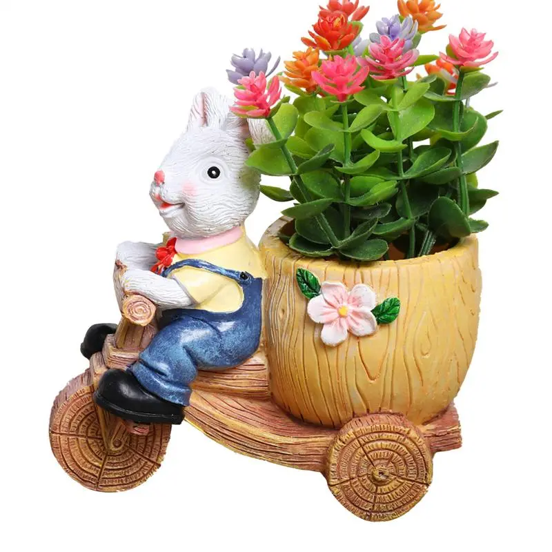 Cartoon Bunny Planter Flower Pot Easter Cartoon Resin Flower Pots  Decorative Animal Succulent Flower Pot Garden Planting Pot