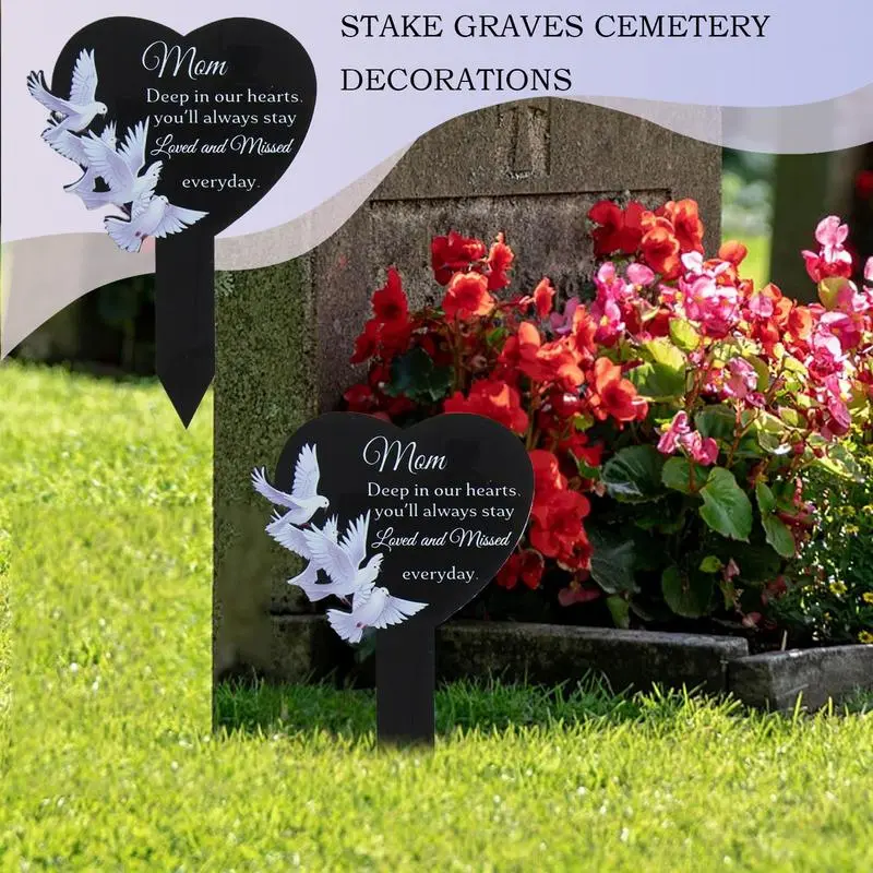 Memorial Grave Markers Waterproof Metal Black Grave Stake Plaques Black Waterproof Plaques Stake Remembrance Graveyard