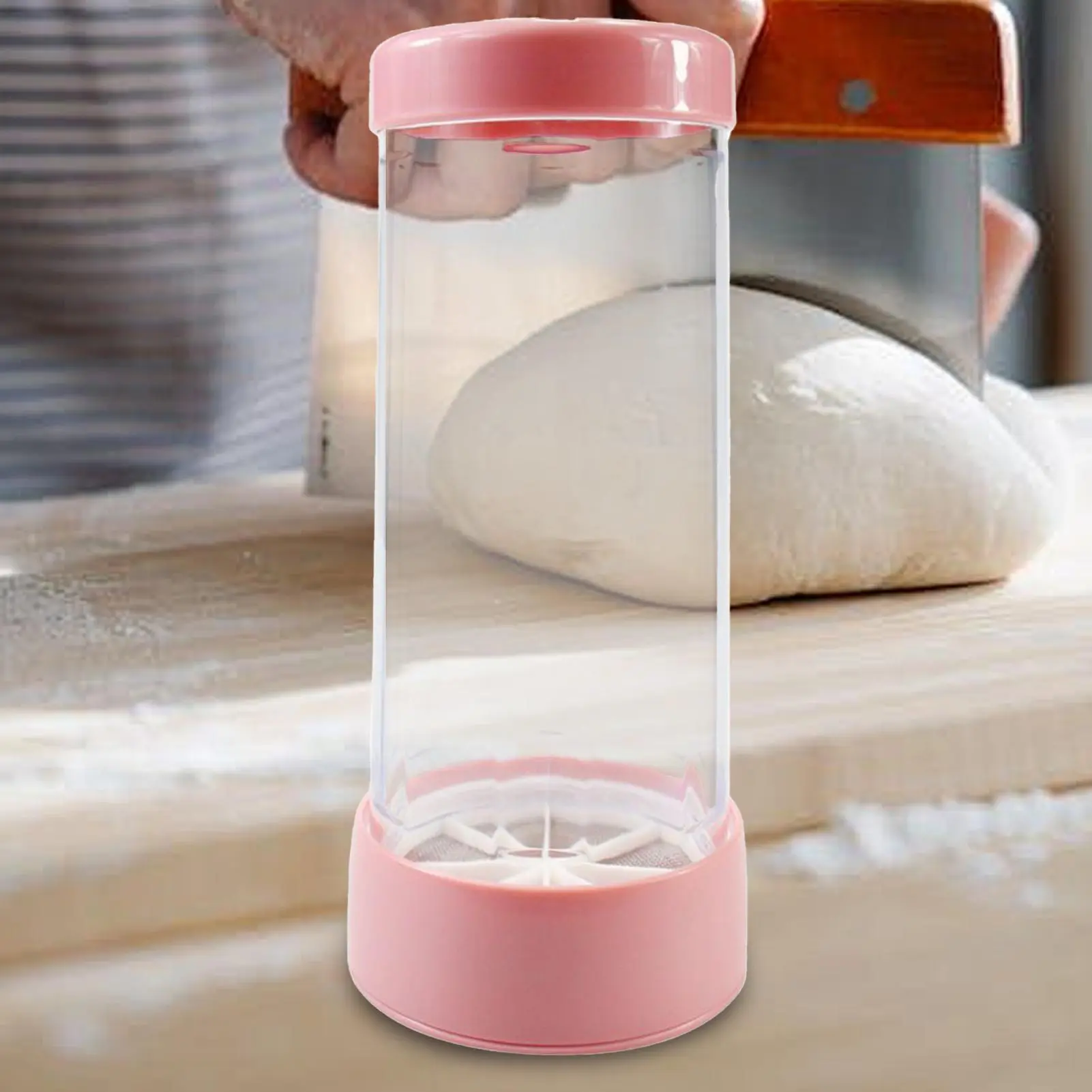 Powdered Sugar Shaker Rotation Flour Shaker Dispenser Fine Mesh Sifter Ergonomic Holder for Baking Pantry Countertop Kitchen