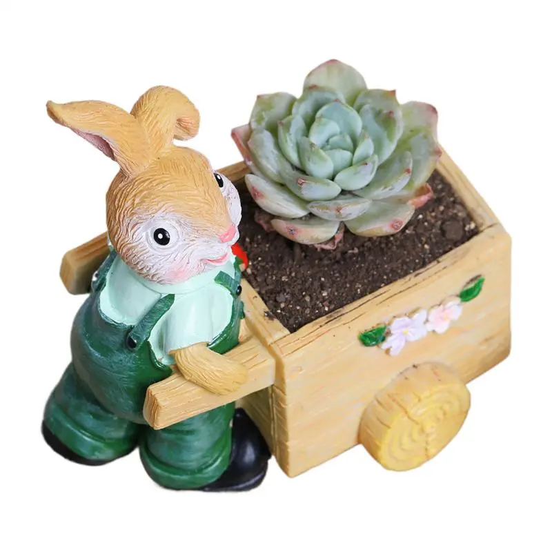 Cartoon Bunny Planter Flower Pot Easter Cartoon Resin Flower Pots  Decorative Animal Succulent Flower Pot Garden Planting Pot