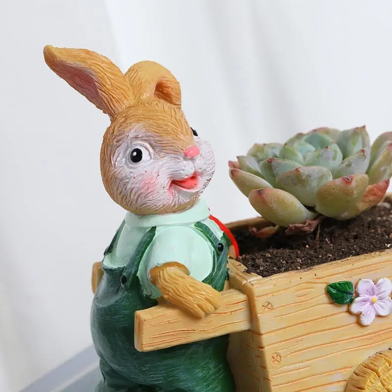 Cartoon Bunny Planter Flower Pot Easter Cartoon Resin Flower Pots  Decorative Animal Succulent Flower Pot Garden Planting Pot