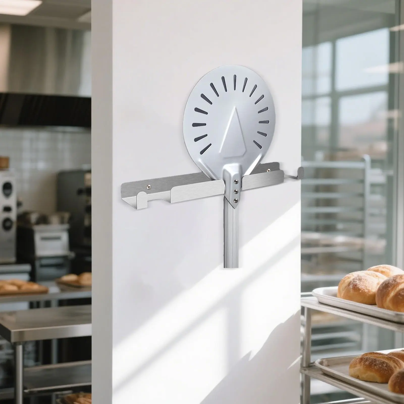 Pizza Peel Rack Pizza Shovels Wall Rack Wall Mounted Storage Shelf Stainless Steel Tool Organizer for Kitchen Utensils Shop