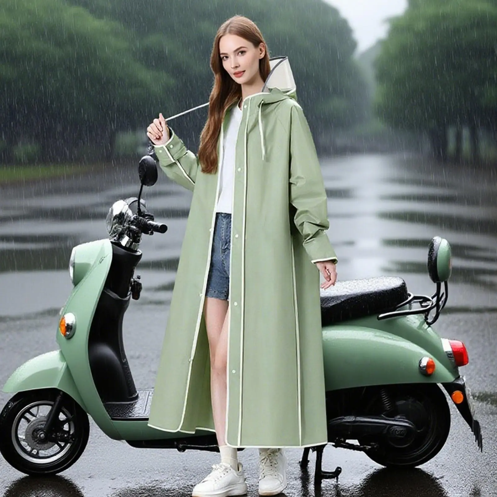 Ponchos Adult Reusable Raincoats Jacket With Hoods And Sleeves Lightweight Long Hooded Jacket Waterproof Reusable Trench Coats