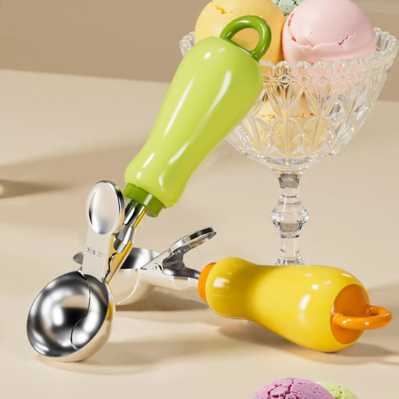Cookie Scooper Reboundable Stainless Steel Cookie Scoop Hangable Kitchen Gadget Ice Cream Dispenser For Daily Use Commercial