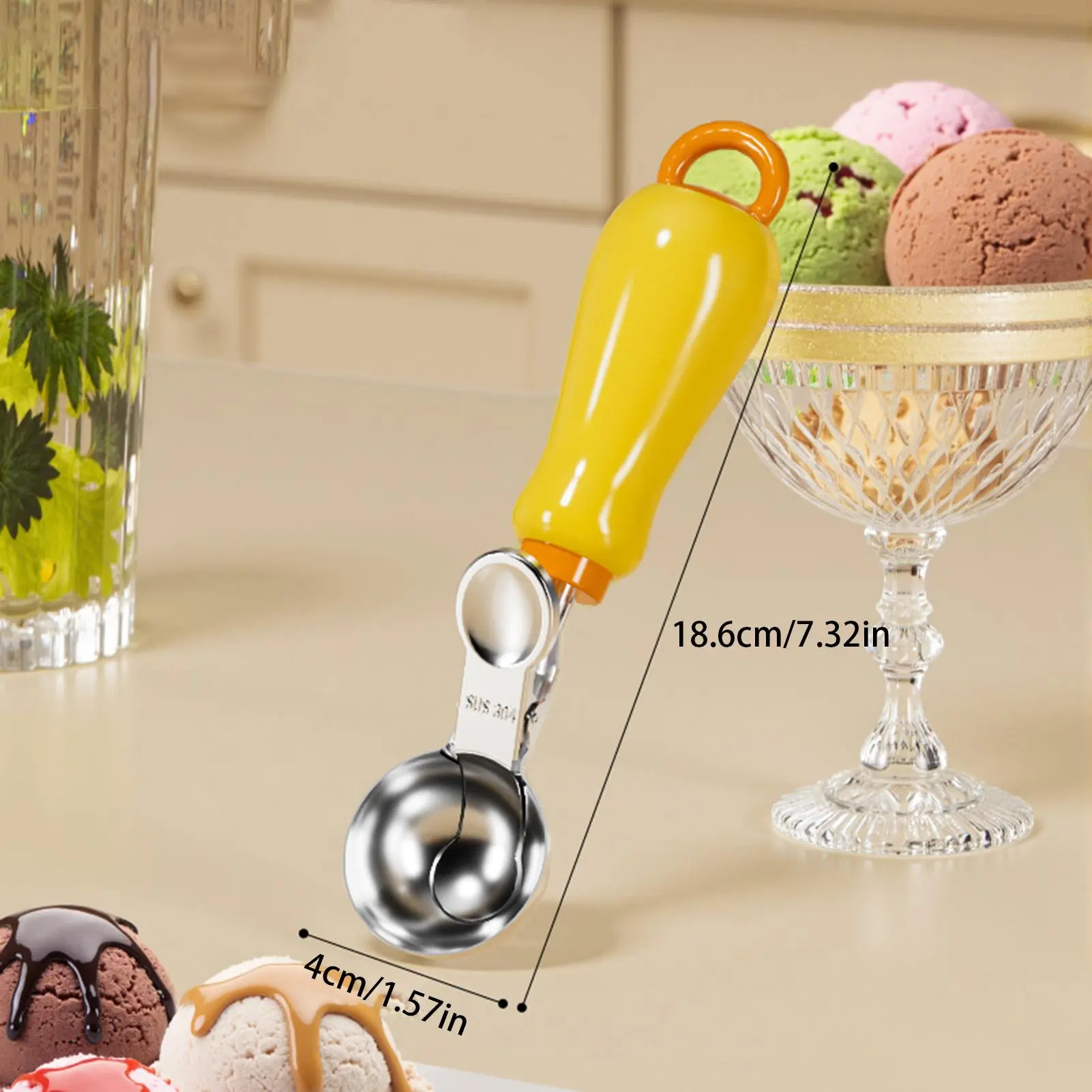 Cookie Scooper Reboundable Stainless Steel Cookie Scoop Hangable Kitchen Gadget Ice Cream Dispenser For Daily Use Commercial