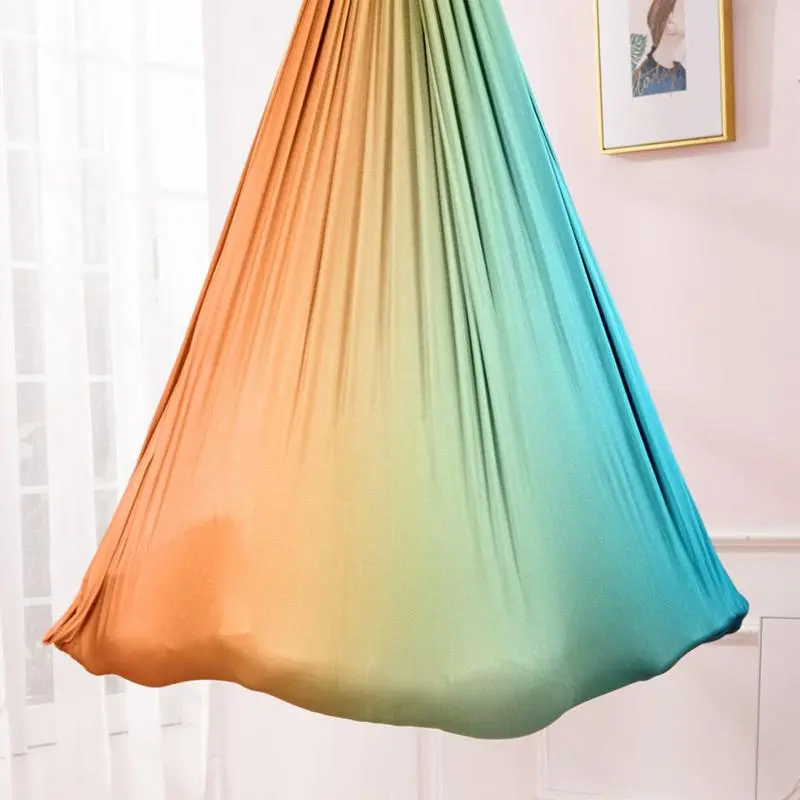 Sensory Swing Indoor Swing Cloth Backyard Double Layer Gradient Color Elastic Rocking Nest ElasticTherapy Cuddle Swing For Child