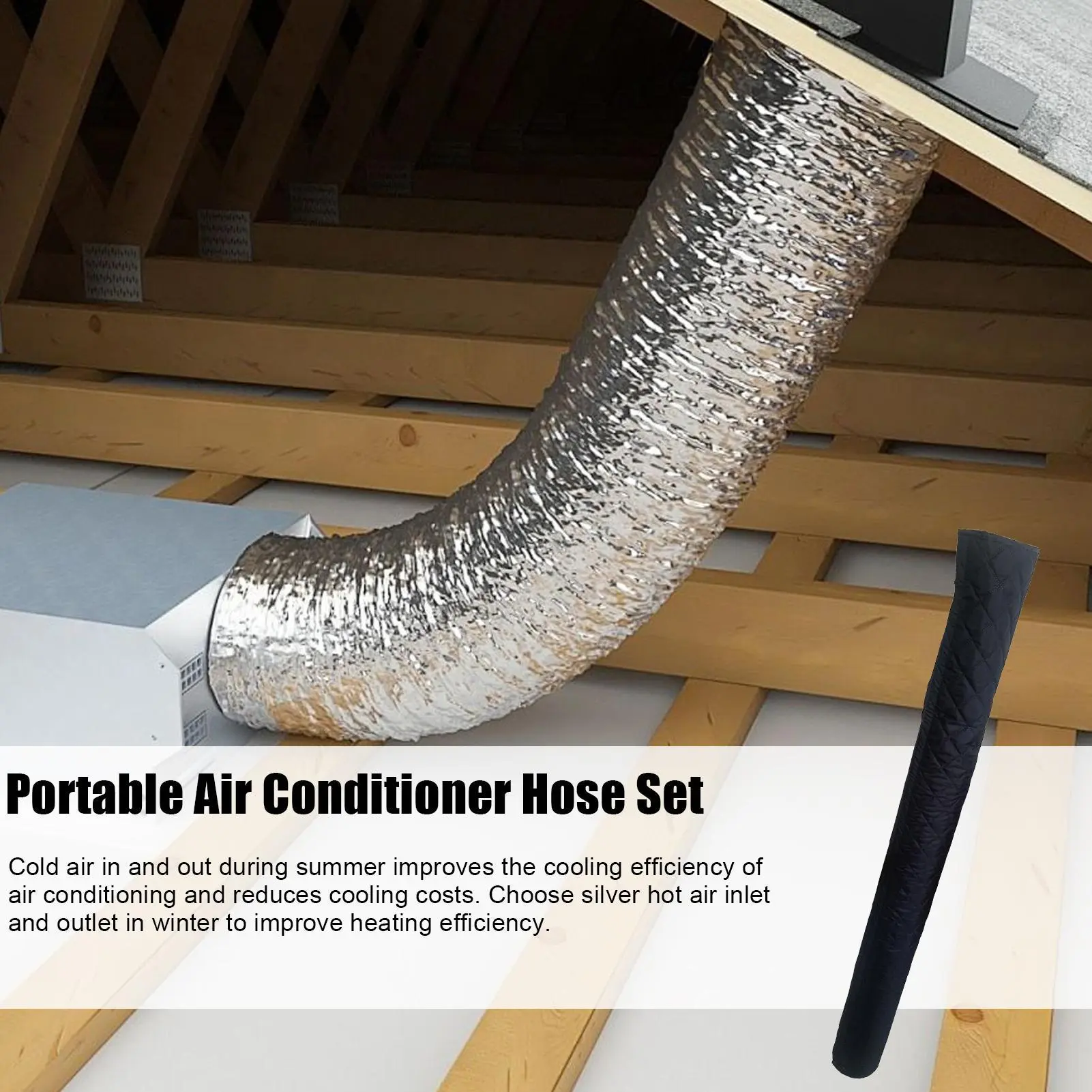 Air Conditioner Hose Cover Wrap Long Exhaust Hoses Tube Wrap Waterproof 59Inch Ling Insulated Sleeve For Energy Efficiency Guard