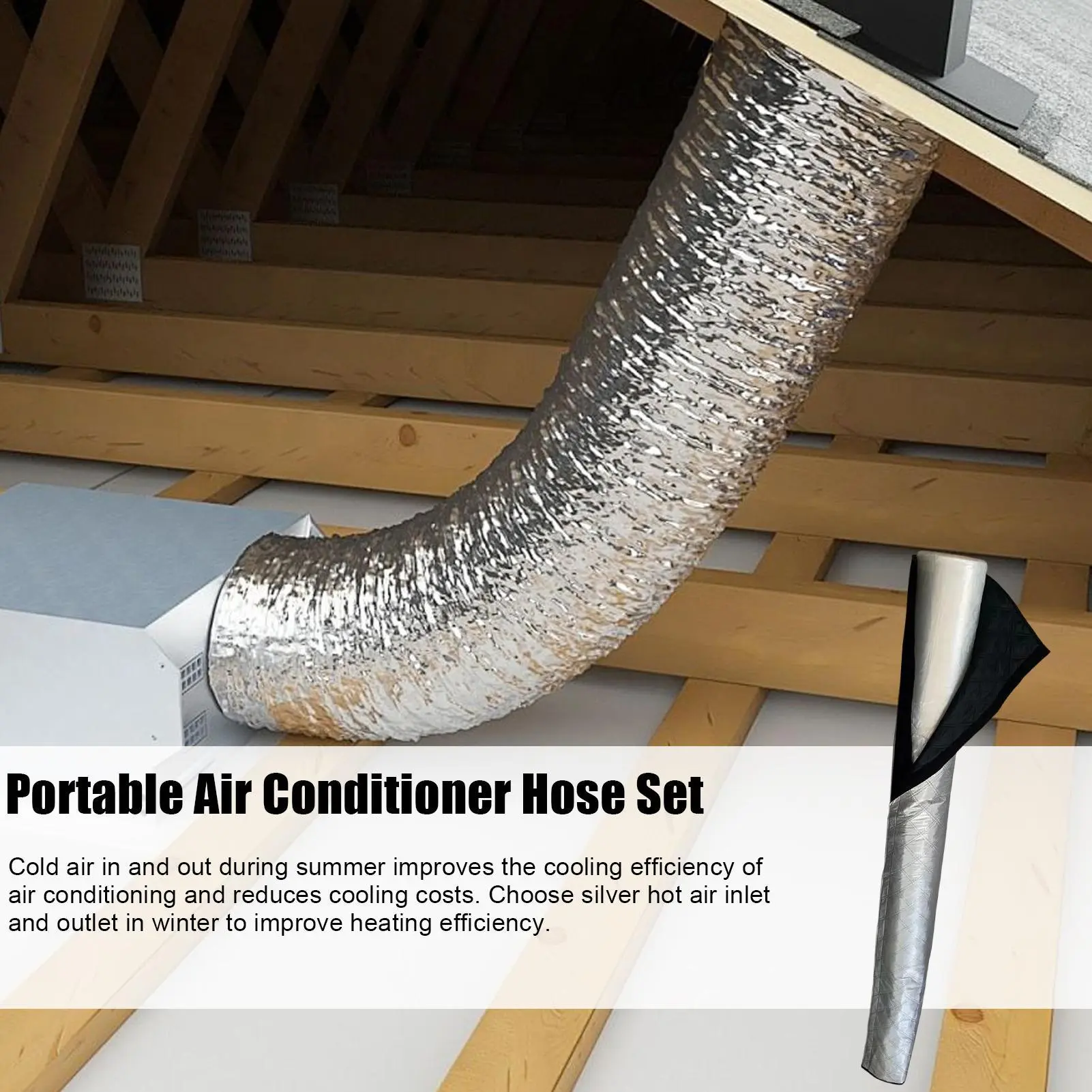 Air Conditioner Hose Cover Wrap Long Exhaust Hoses Tube Wrap Waterproof 59Inch Ling Insulated Sleeve For Energy Efficiency Guard