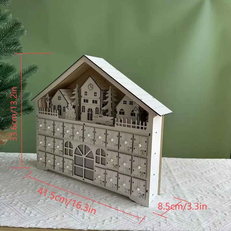 Christmas wooden advent calendars Reusable Fidget Calendar Wood Countdown Calendar  24 Drawers with LED Light