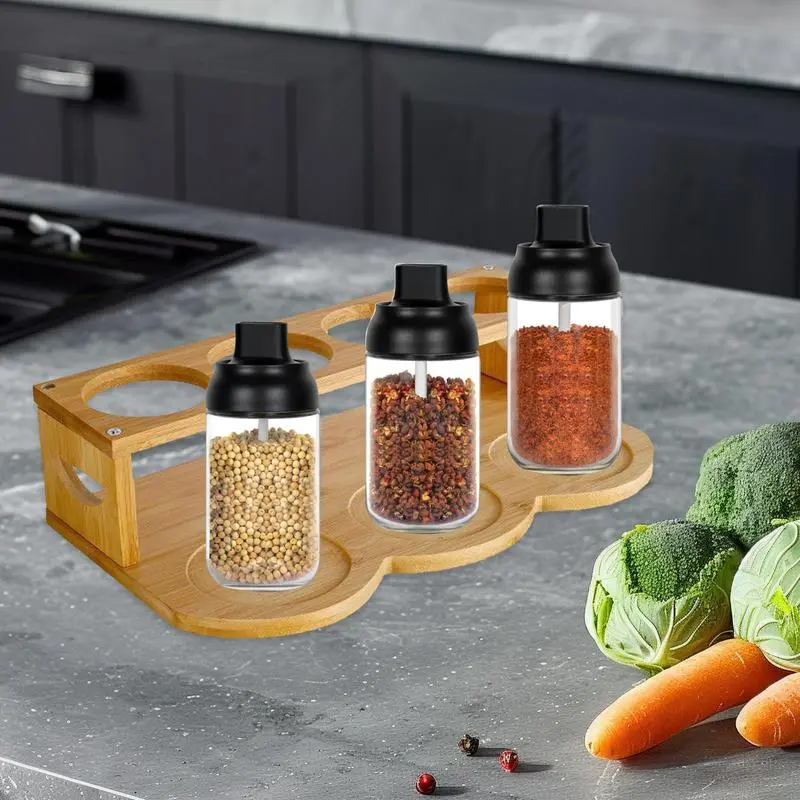 Seasoning Holder Olive Oil Dispenser Bottle Shelf Creative 3 Round And 4 Holes Seasoning Bottle Stand For Oil Vinegar Bottle