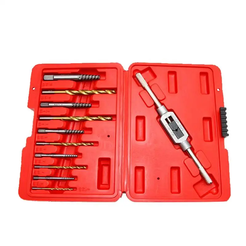 11pcs/kit Hand Drill Bits Set Screw Extractor Remover Kit Heavy Duty Multi-Purpose Tap Extractors Cobalt Coated Twist Drill Bit