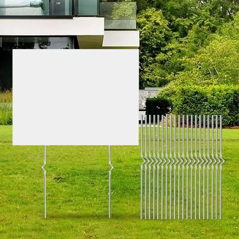 Yard Sign Stakes Yard Signs Stainless Steel 20pcs Yard Stake Metal Stakes Waterproof & Windproof Secure Signage For Business