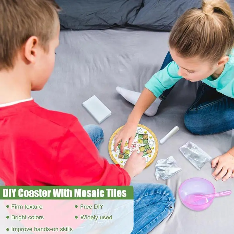 DIY Mosaic Coasters Drinks Tray DIY Coaster Mosaic Crafts Kits Mosaic Crafts Materials Cup Mats Tableware Mats For Birthday Gift