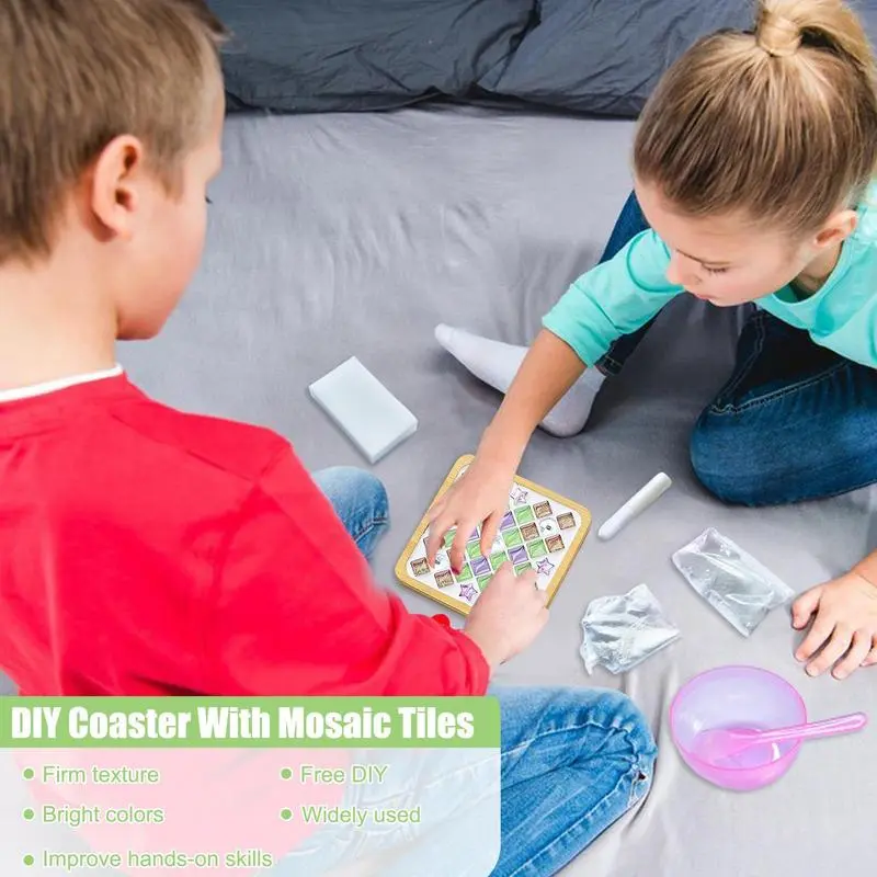 DIY Mosaic Coasters Drinks Tray DIY Coaster Mosaic Crafts Kits Mosaic Crafts Materials Cup Mats Tableware Mats For Birthday Gift