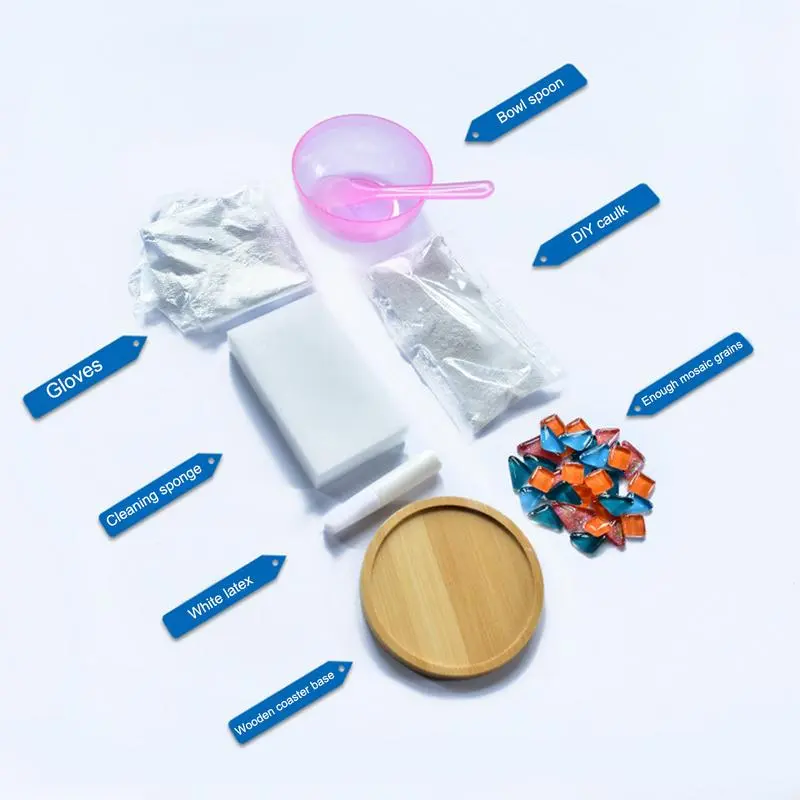 DIY Mosaic Coasters Drinks Tray DIY Coaster Mosaic Crafts Kits Mosaic Crafts Materials Cup Mats Tableware Mats For Birthday Gift