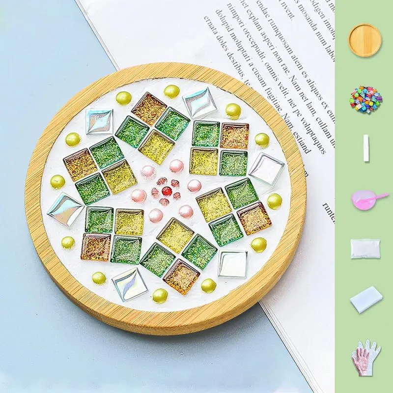DIY Mosaic Coasters Drinks Tray DIY Coaster Mosaic Crafts Kits Mosaic Crafts Materials Cup Mats Tableware Mats For Birthday Gift