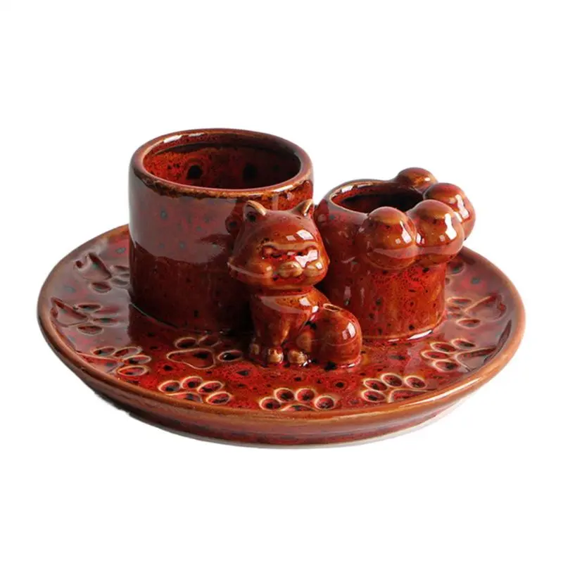 Ceramic Incense Stick Burner Palo Santo Sticks Holder 4 In 1 Incense Burner Sage Holder Incense Holder Ash Catcher Tray
