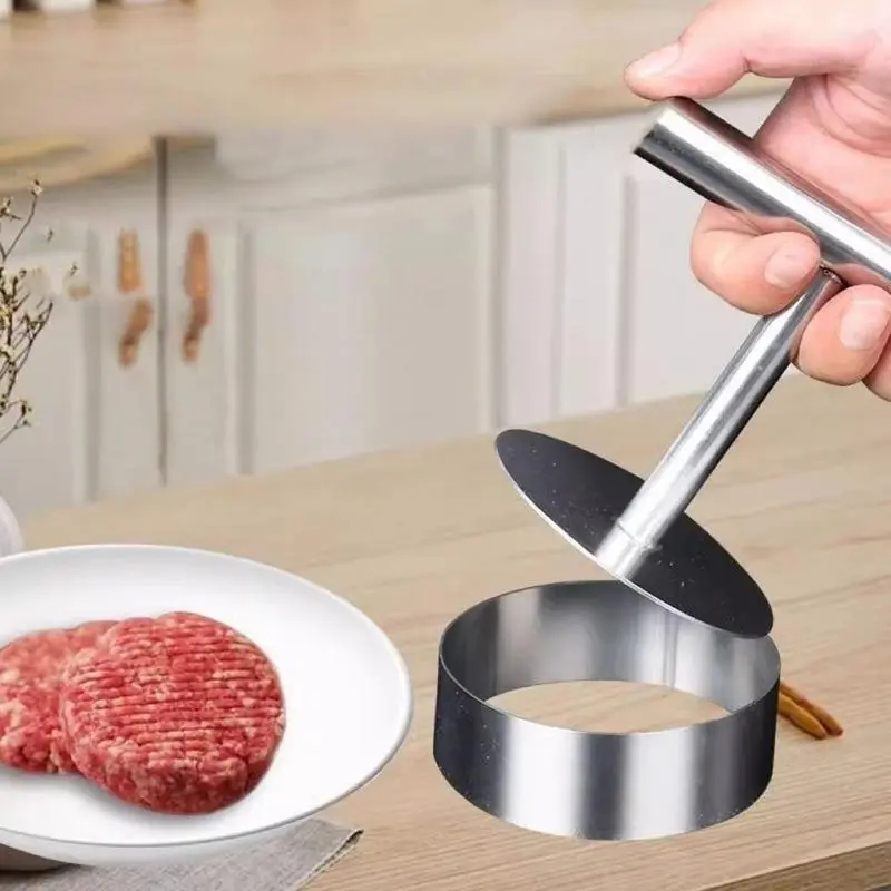 Patty Press Stainless Steel Burger Former Easy Release Rust-Resistant Meat Shaping Tool Ergonomic Handle Kitchen Cooking Gadgets