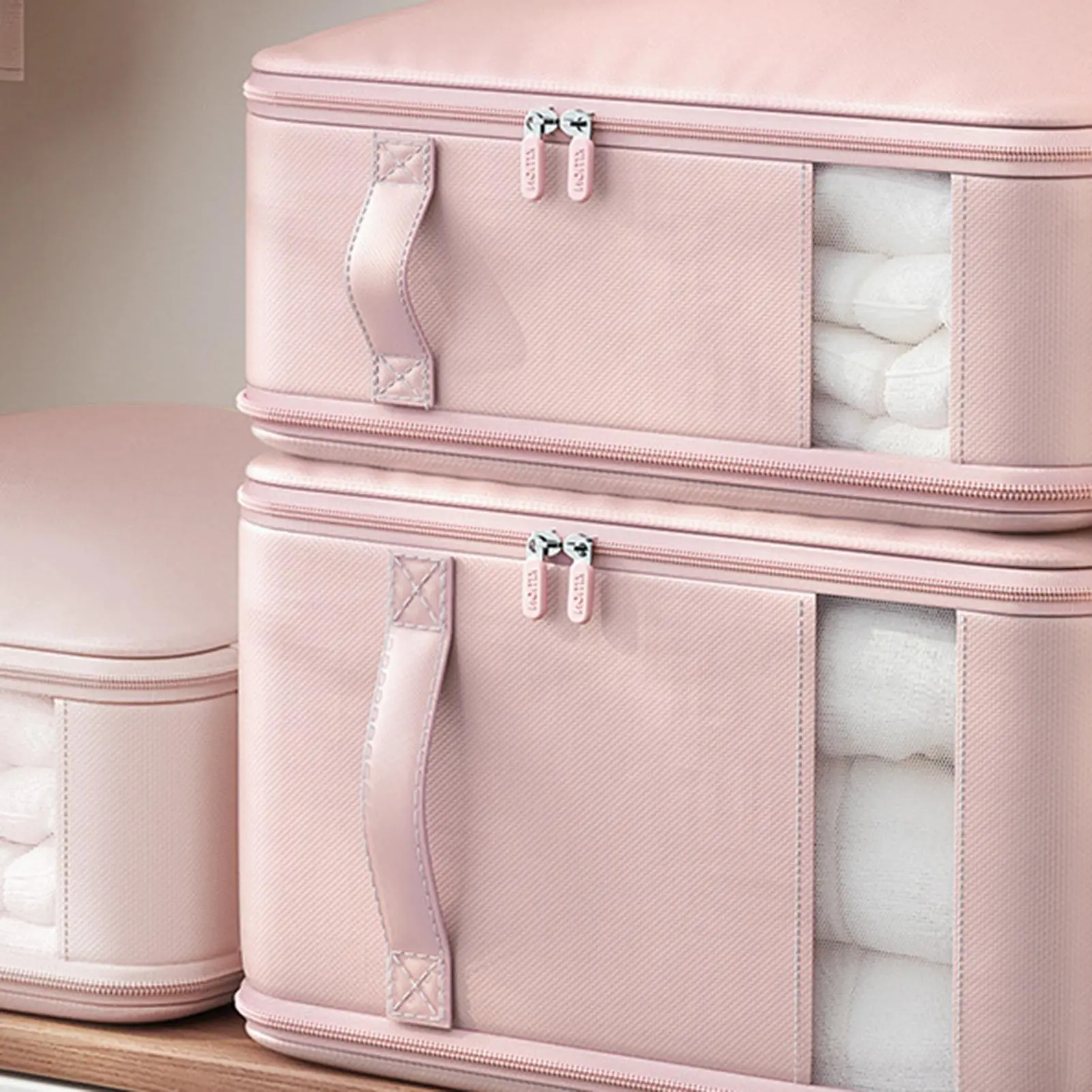 Comforter Storage Bag Compression Storage Bag For Comforter Reusable Fabric Organizer With Clear Stackable Case For Beddings