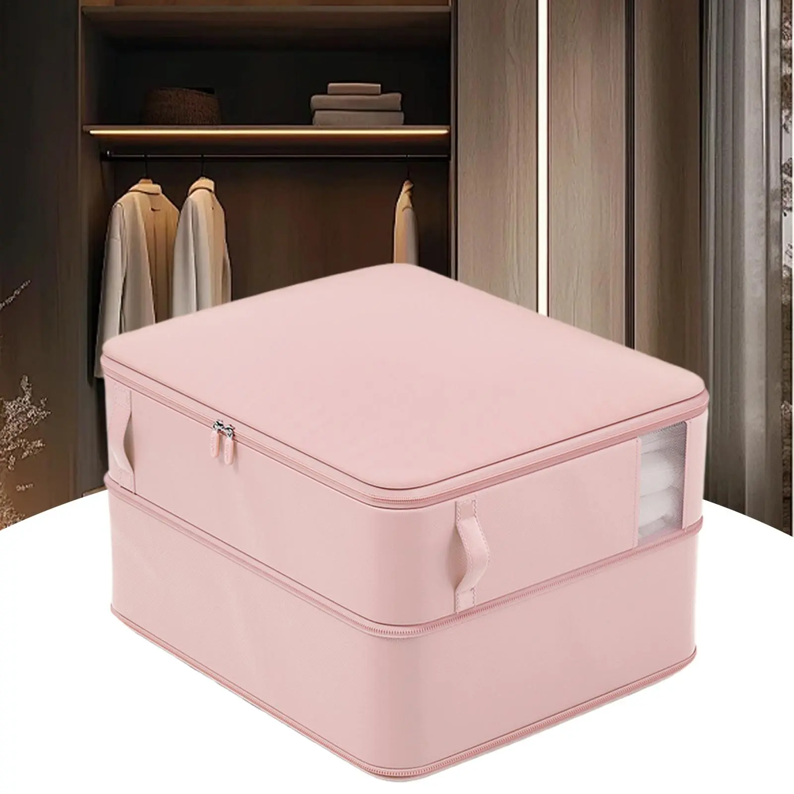 Comforter Storage Bag Compression Storage Bag For Comforter Reusable Fabric Organizer With Clear Stackable Case For Beddings