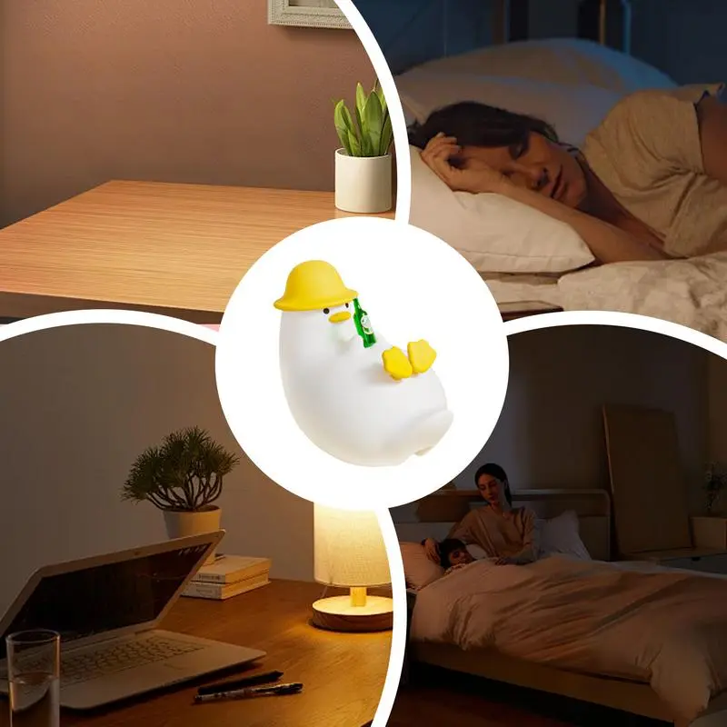 Duck Sleep Lamp 3-Grade Dimmable Silicone Holding Beer Bottles Night Light Soft Light Table Lamp USB Charging For Eye Protection