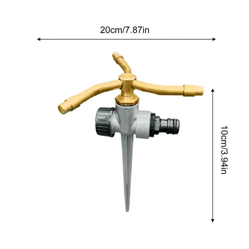 Water Sprinkler For Lawn 3-Arms Brass Plant Waterer 360 Degree Rotating Weather-Resistant Sprinkler For Lawn Garden Farm