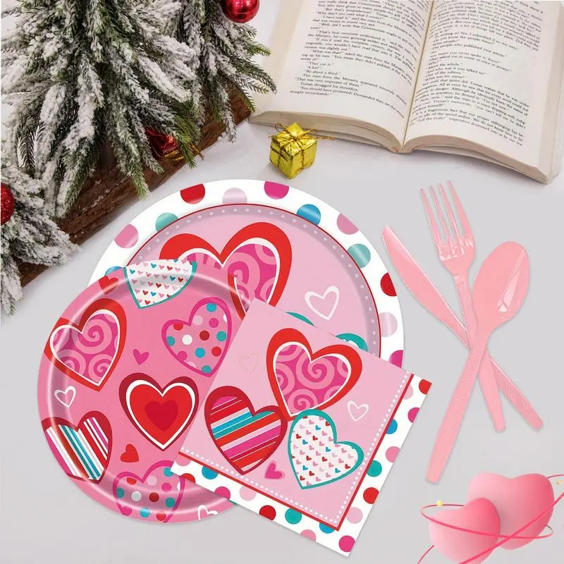 Valentine's Day Dinnerware Parties Supplies Dinnerware Set Valentine's Day Plates Napkins Forks Tableware Set For Engagements
