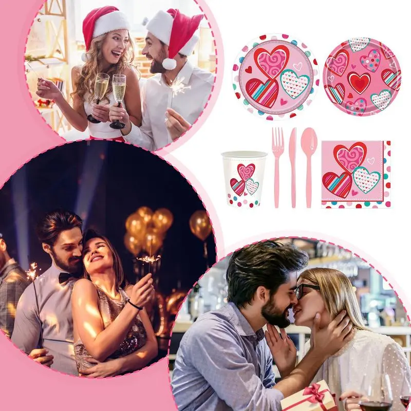 Valentine's Day Dinnerware Parties Supplies Dinnerware Set Valentine's Day Plates Napkins Forks Tableware Set For Engagements