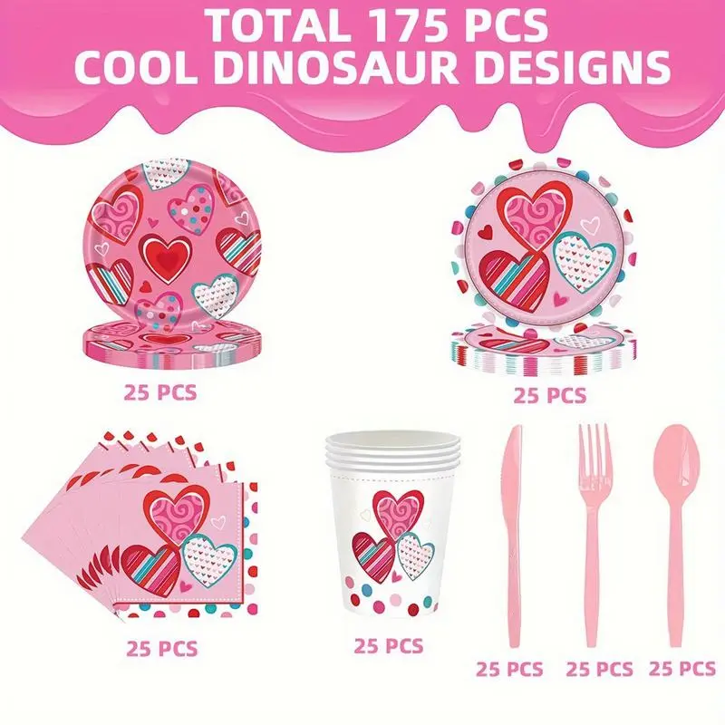 Valentine's Day Dinnerware Parties Supplies Dinnerware Set Valentine's Day Plates Napkins Forks Tableware Set For Engagements