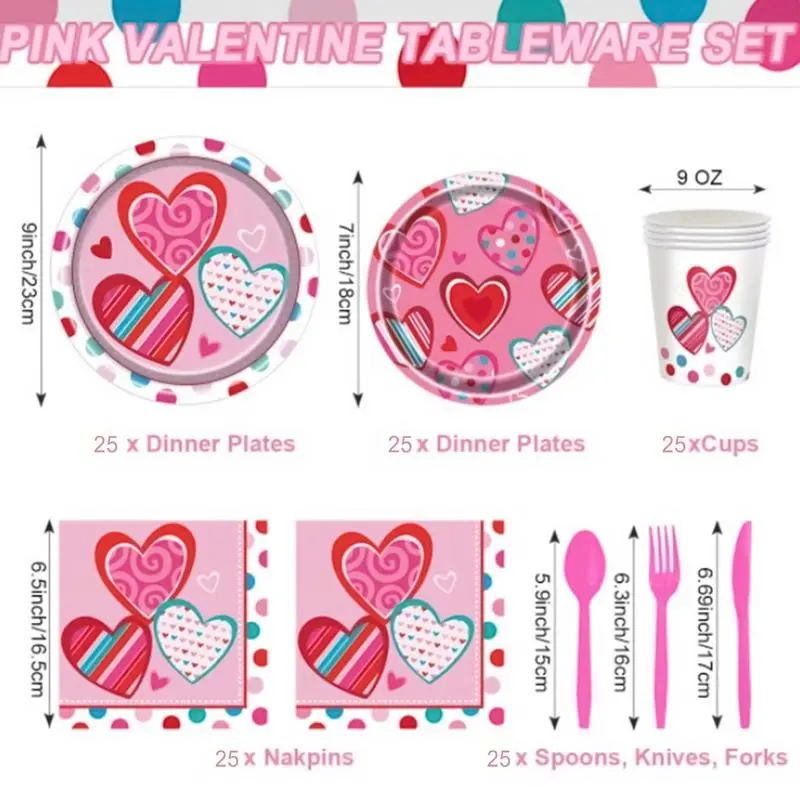 Valentine's Day Dinnerware Parties Supplies Dinnerware Set Valentine's Day Plates Napkins Forks Tableware Set For Engagements