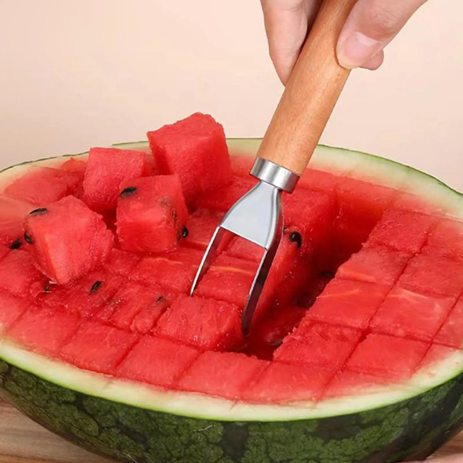 Watermelon Slicer Cutter Tool Stainless Steel Watermelon Fork Slicer 3 Pieces Multifunctional Chopper Rust-Resistant