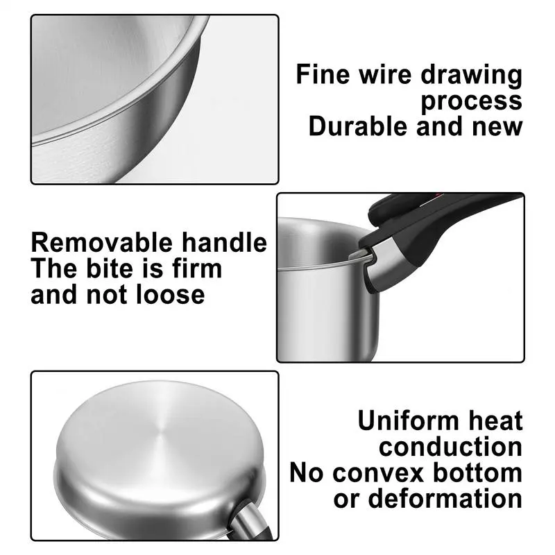 Frying Pan Nonstick Detachable Handle Stainless Steel Frying Pans Cookware Skillet Non Stick Portable Pots And Pans For RV