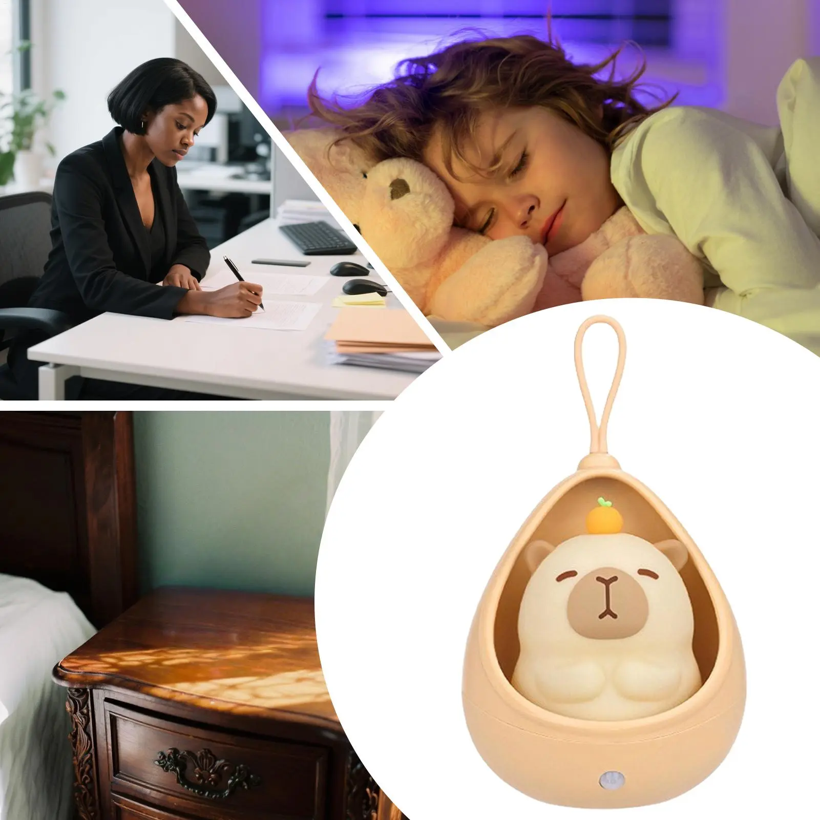 Capybara Night Light Capybara Cute Light Rechargeable Squishy Auto-Sensing Ornament Lighting For Nursery Desk Bedroom Kids