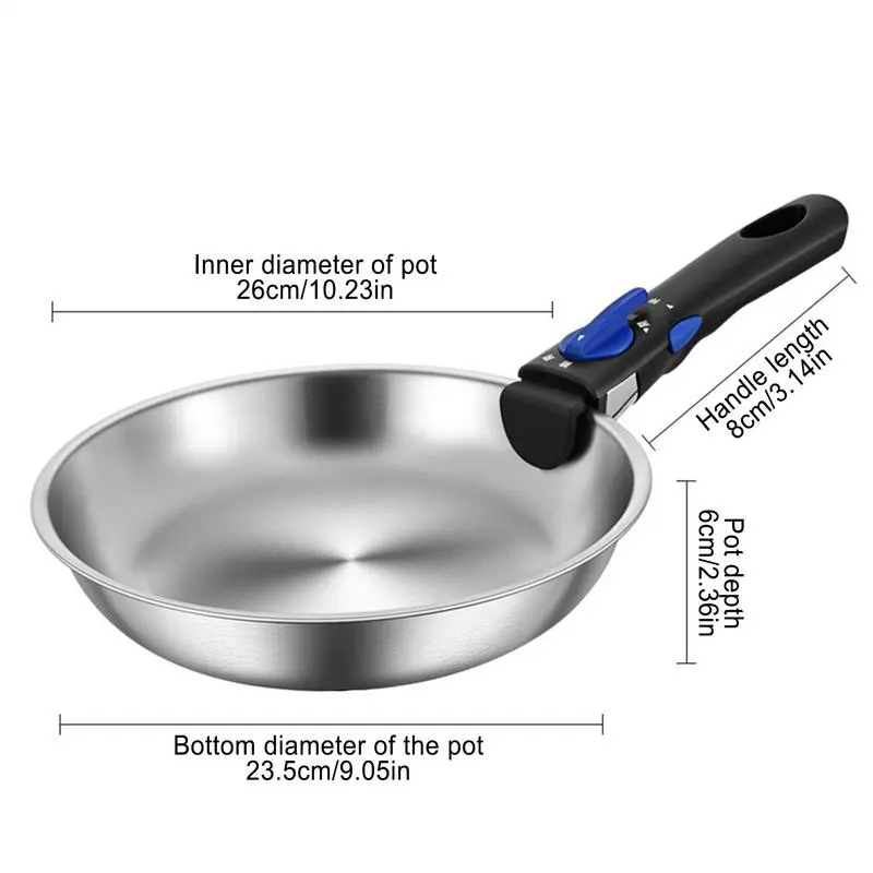 Frying Pan Nonstick Detachable Handle Stainless Steel Frying Pans Cookware Skillet Non Stick Portable Pots And Pans For RV