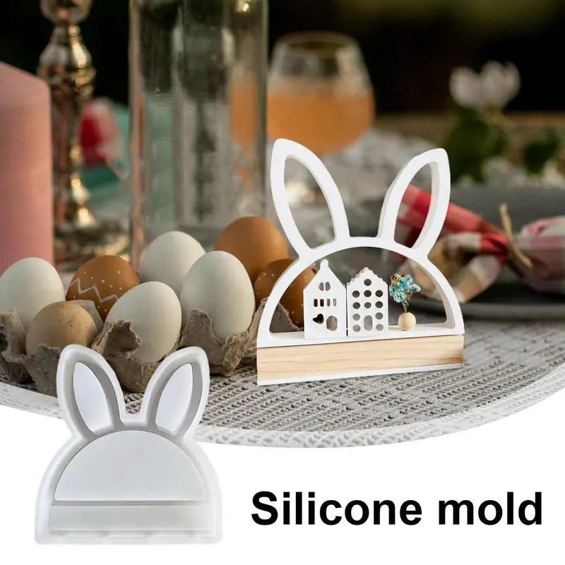 Rabbit Silicone Mold Bunny Silicone Candle Mould Semicircular Soap Mold  Hollow Bunny Candle Mold Cute Rabbit Shape Plaster Mold