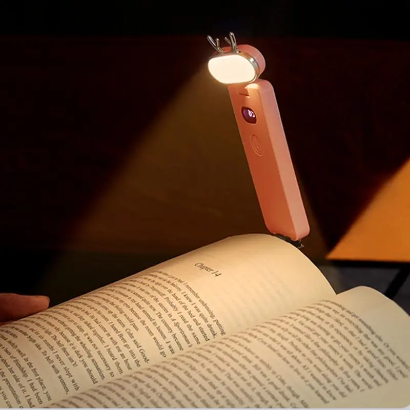 Clip On Book Light USB Eye-Protection Bookmark Lamp Eye Caring 3 Color Stepless Dimmable 80 Hrs Runtime Lightweight Clip On