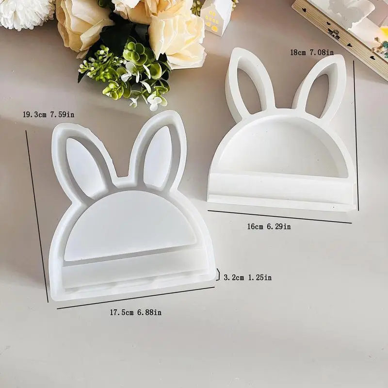 Rabbit Silicone Mold Bunny Silicone Candle Mould Semicircular Soap Mold  Hollow Bunny Candle Mold Cute Rabbit Shape Plaster Mold