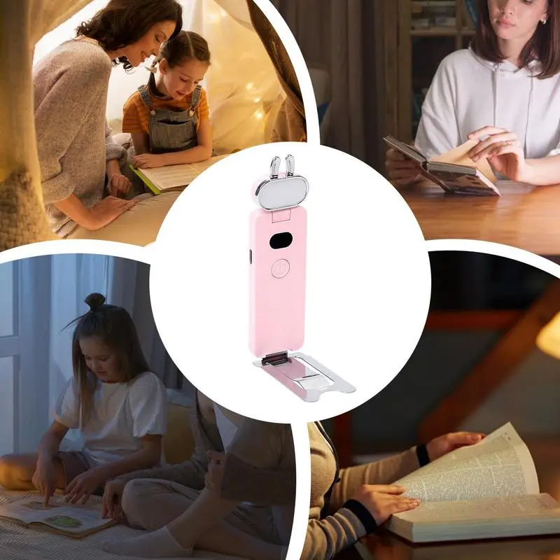 Clip On Book Light USB Eye-Protection Bookmark Lamp Eye Caring 3 Color Stepless Dimmable 80 Hrs Runtime Lightweight Clip On