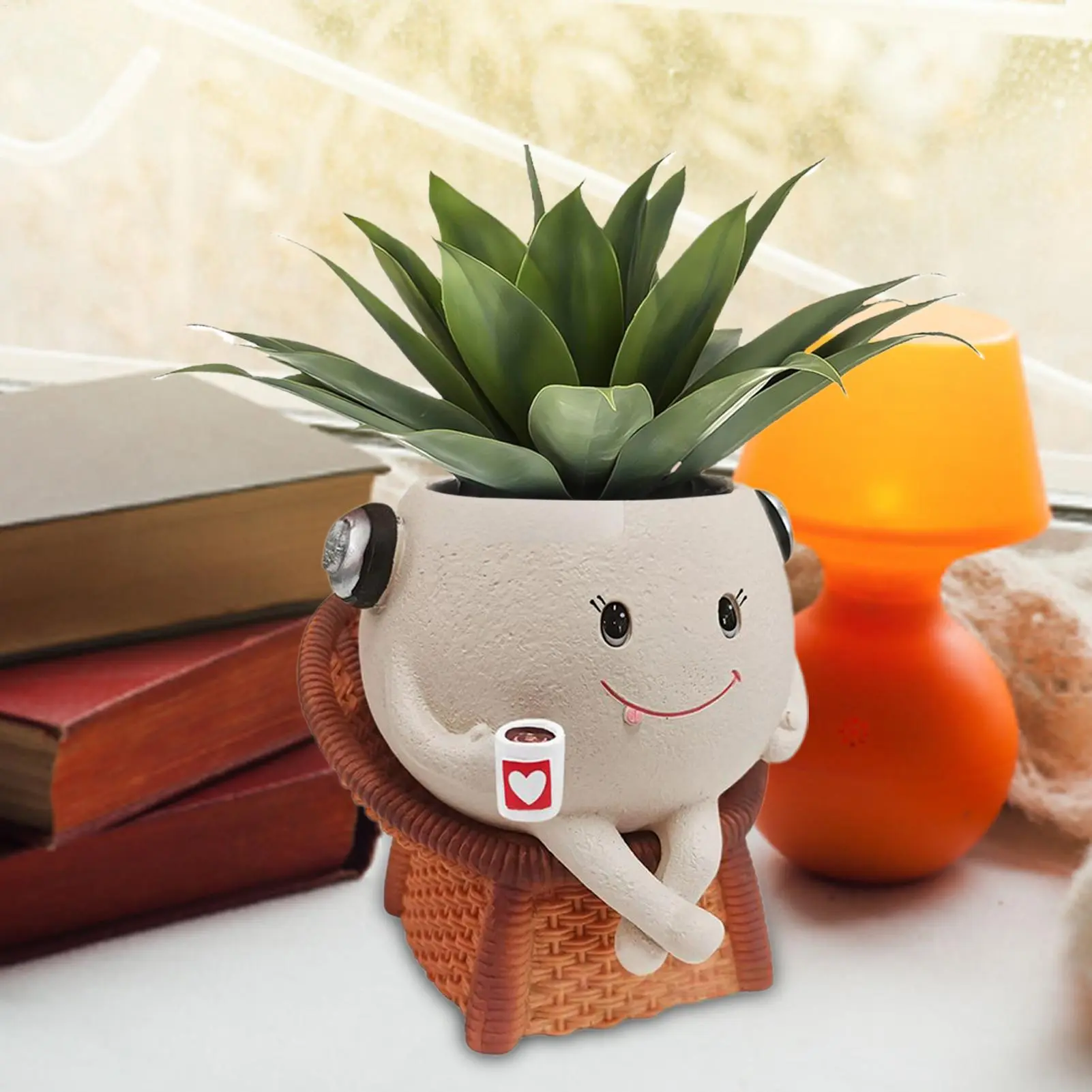 Small Planter For Succulents Funny Sitting Pot Planter Resin Flower Holder Containers Bonsai Tabletop Decorations For Windowsill