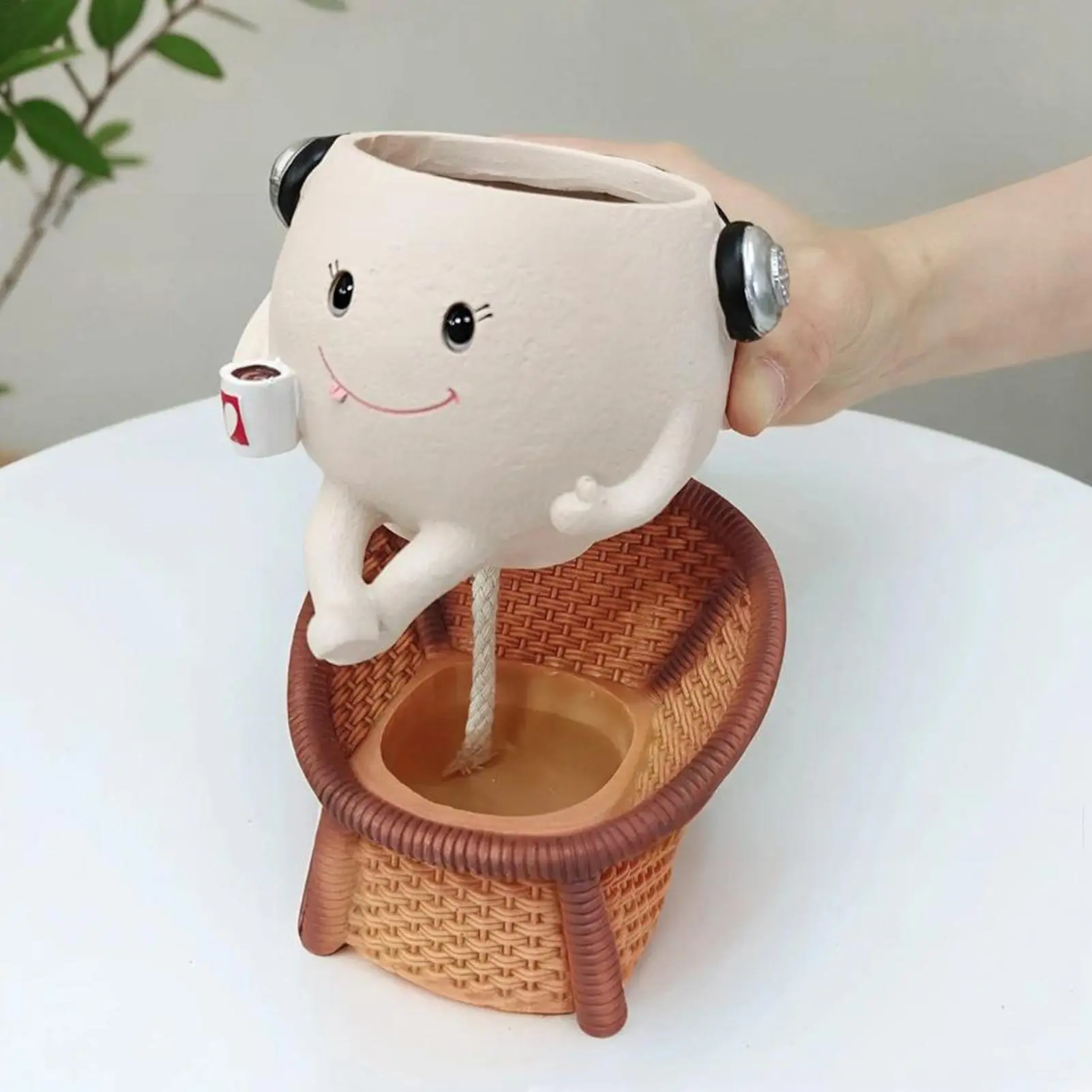 Small Planter For Succulents Funny Sitting Pot Planter Resin Flower Holder Containers Bonsai Tabletop Decorations For Windowsill