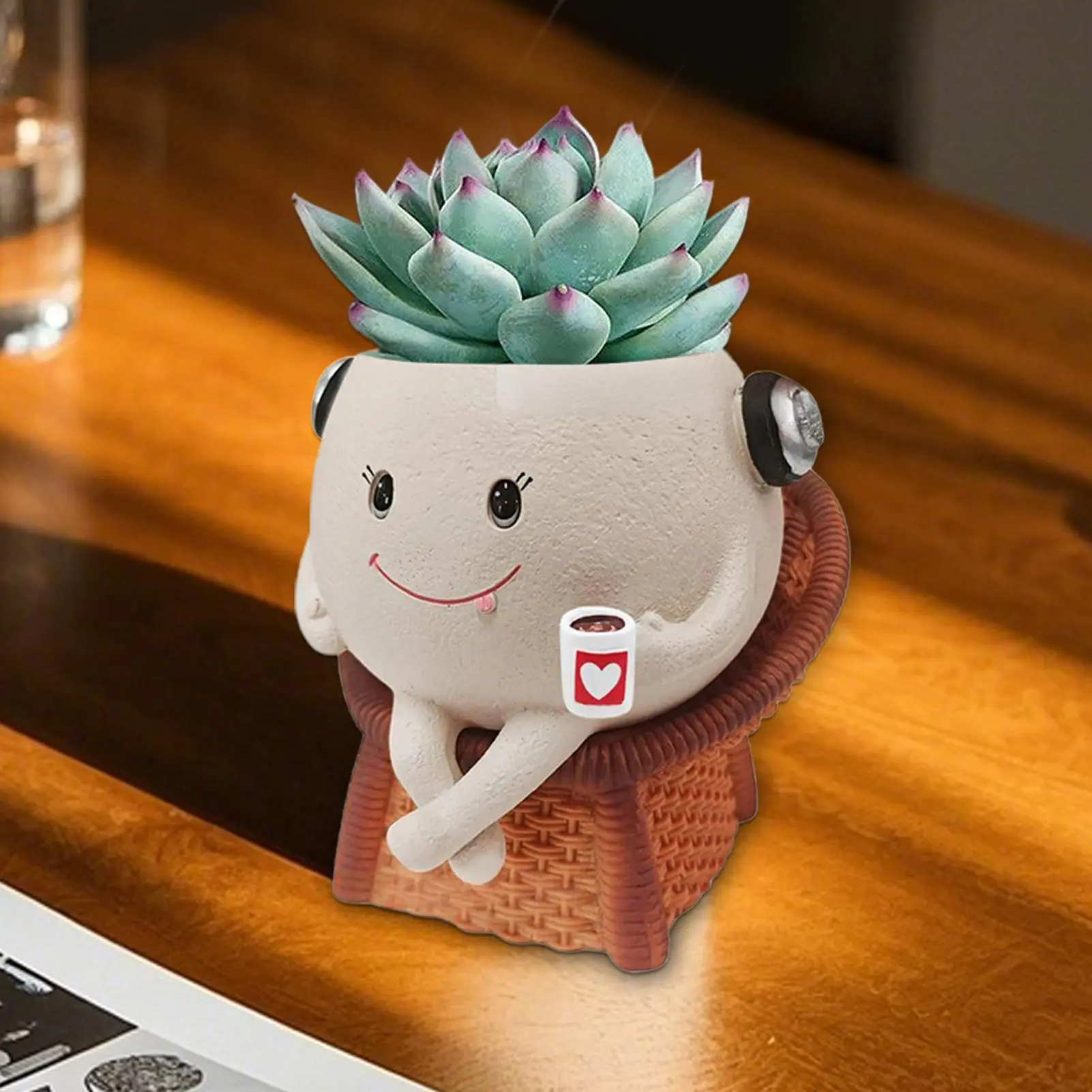 Small Planter For Succulents Funny Sitting Pot Planter Resin Flower Holder Containers Bonsai Tabletop Decorations For Windowsill