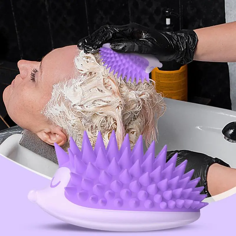 Scalp Massager Shampoo Brush Hedgehog Scalp Exfoliator Wet Dry Head Scrubber Head Scalp Massage Comb Hair Washing Comb