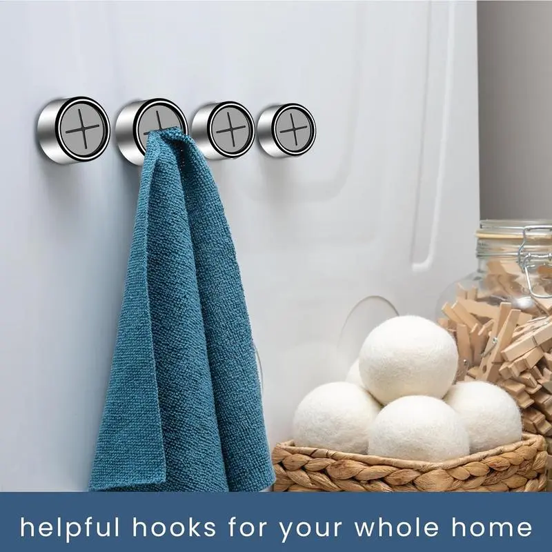 Bathroom Hooks For Towels 4 Pieces Push Dish Towel Hooks Storage Hanger Utility Organizer For Closet Entryway Rag Dish Cloth