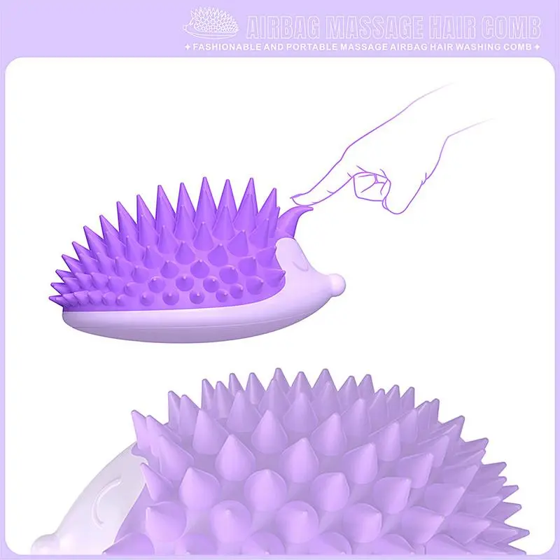 Scalp Massager Shampoo Brush Hedgehog Scalp Exfoliator Wet Dry Head Scrubber Head Scalp Massage Comb Hair Washing Comb
