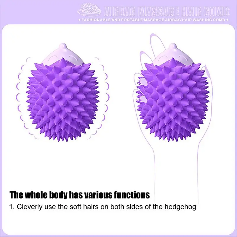 Scalp Massager Shampoo Brush Hedgehog Scalp Exfoliator Wet Dry Head Scrubber Head Scalp Massage Comb Hair Washing Comb