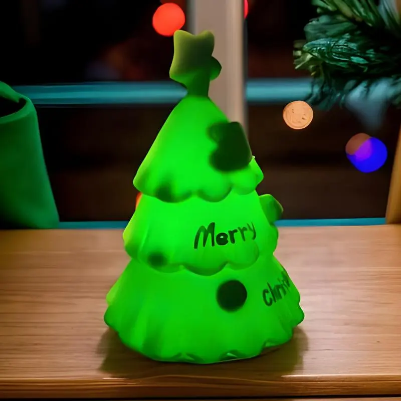 Christmas Tree Bedside Lamp Silicone LED Lamp Rechargeable Bedside Touch Lamp Christmas Nursery Nightlight For Kids Adults All