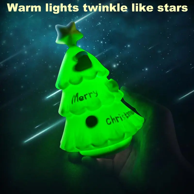 Christmas Tree Bedside Lamp Silicone LED Lamp Rechargeable Bedside Touch Lamp Christmas Nursery Nightlight For Kids Adults All