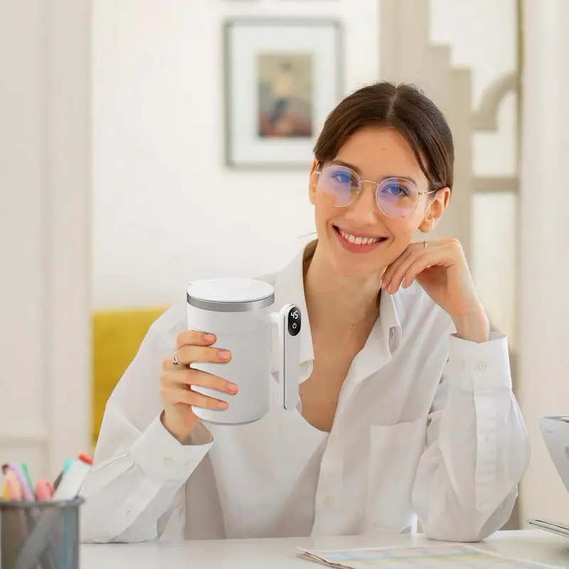 Electric Fun Automatic Stirring Mug 400ml Digital Display Design Automatic Stirrer Coffee Mug Portable Stirring Mug Electric Mug