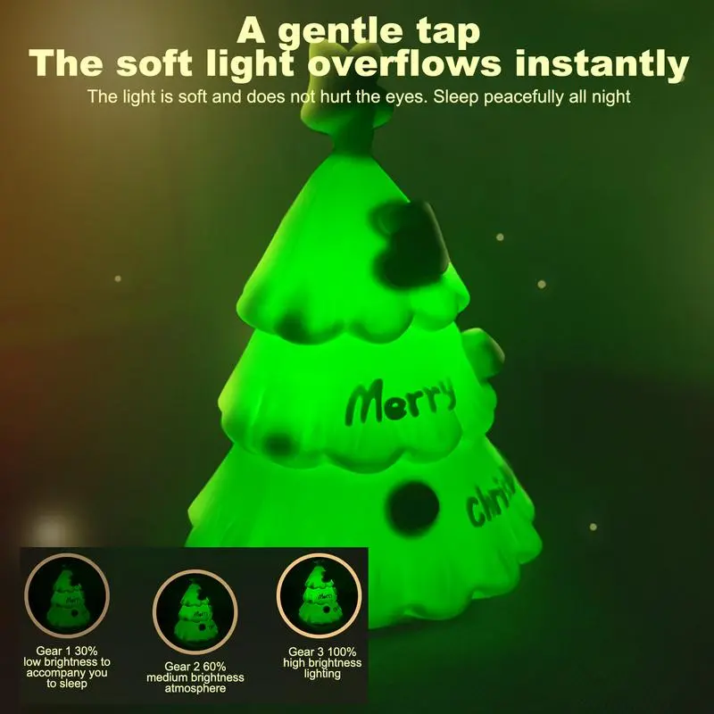 Christmas Tree Bedside Lamp Silicone LED Lamp Rechargeable Bedside Touch Lamp Christmas Nursery Nightlight For Kids Adults All