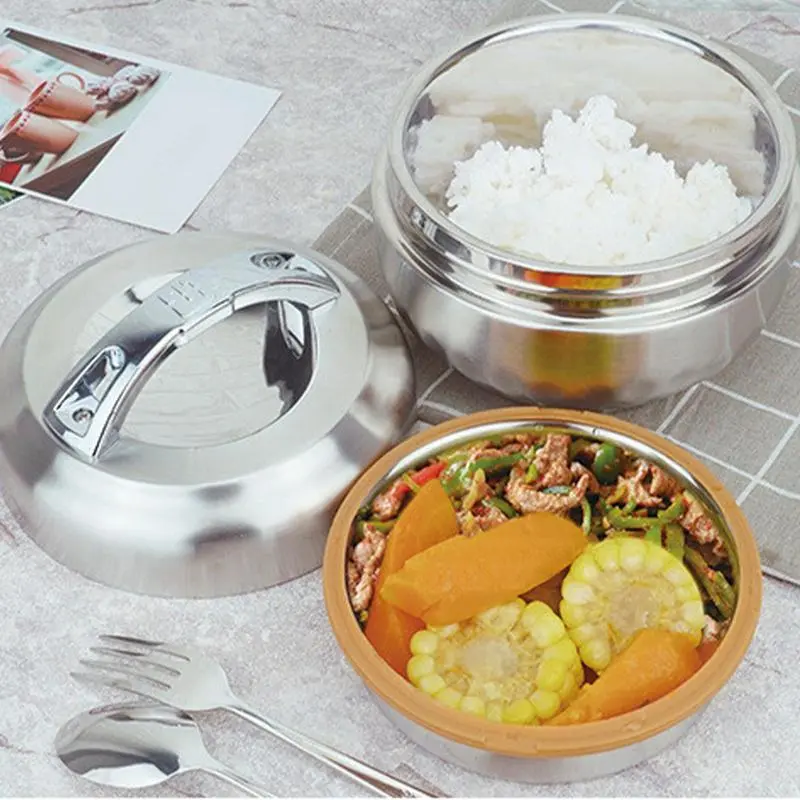 1L Insulated Lunch Container 2-Layer Stainless Steel Snack Container  Leakproof Lunch Box Food Thermal Jar Insulated Soup Cup